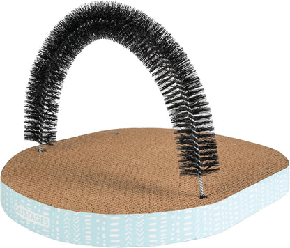 Cat Scratcher with Self-Grooming Brush, 3-in-1 Cardboard Scratch Pad & Lounger, Catnip Infused, 18"