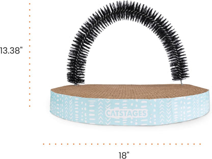 Cat Scratcher with Self-Grooming Brush, 3-in-1 Cardboard Scratch Pad & Lounger, Catnip Infused, 18"