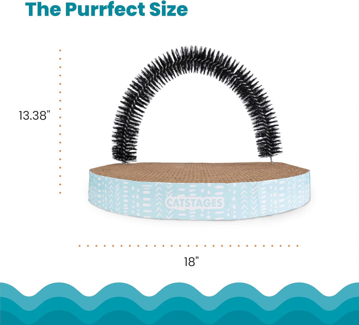 Cat Scratcher with Self-Grooming Brush, 3-in-1 Cardboard Scratch Pad & Lounger, Catnip Infused, 18"