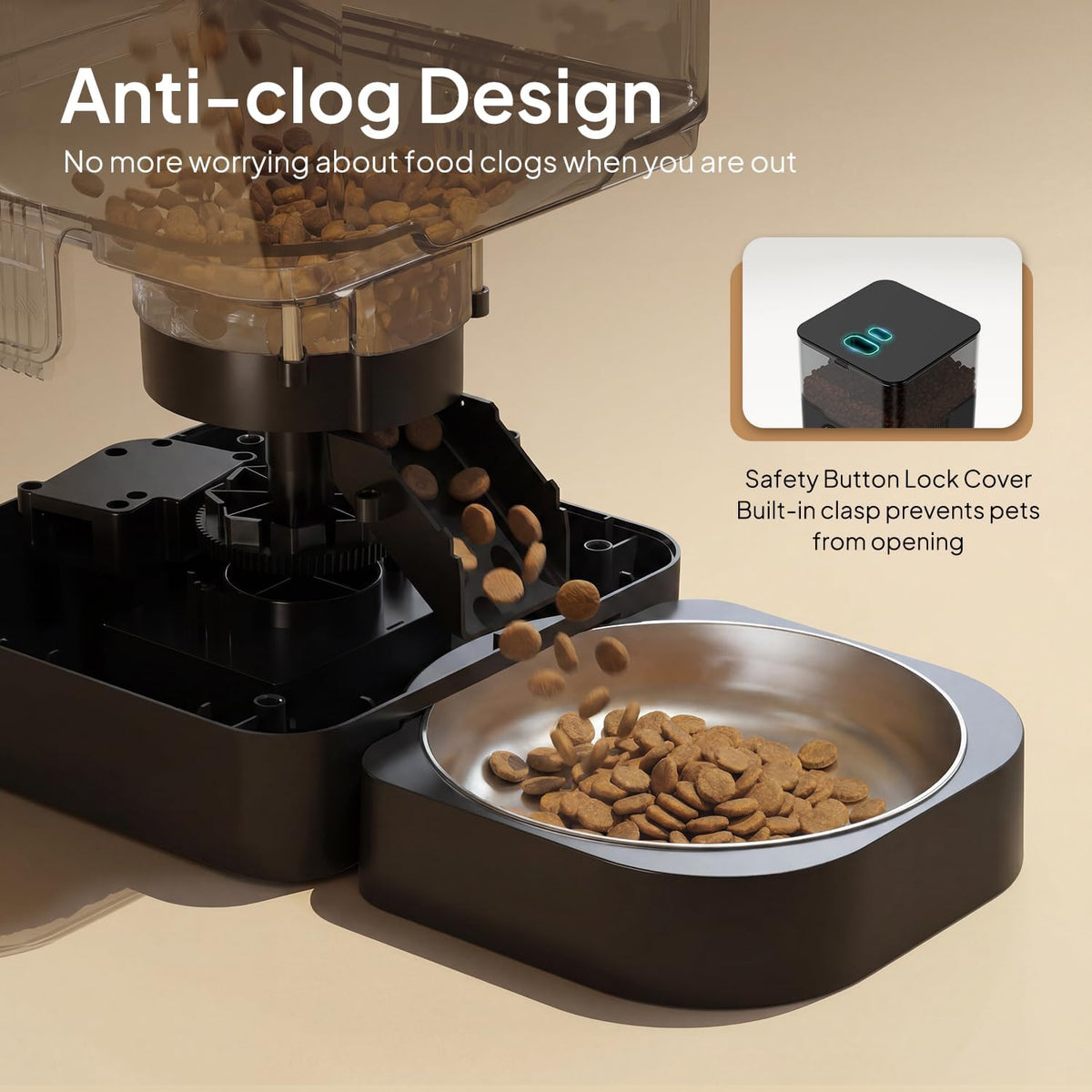 Automatic Cat Feeder, 4L Timed Dry Food Dispenser for Cats & Dogs