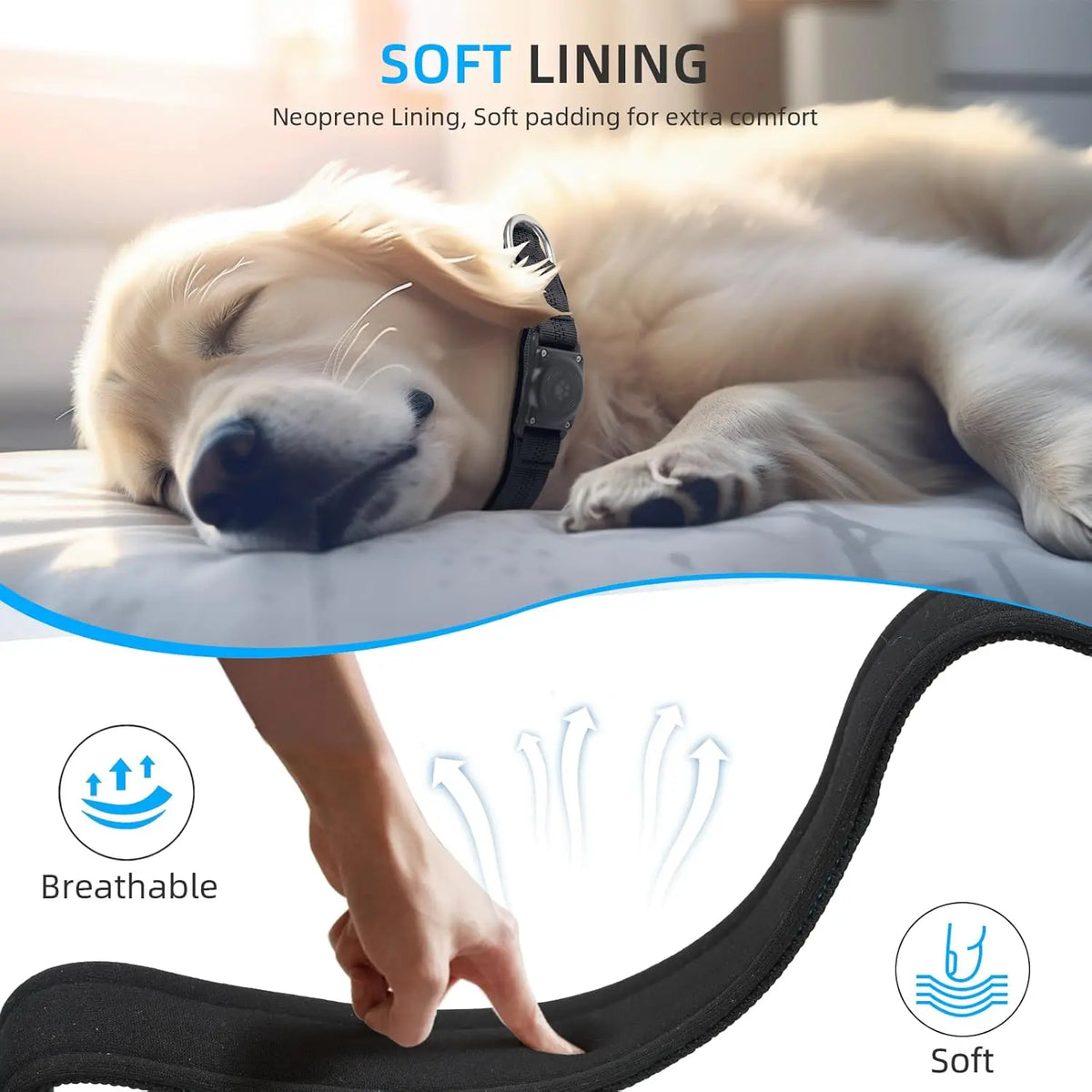 AirTag Dog Collar, Waterproof Integrated GPS Tracker Holder, Reflective Heavy-Duty Nylon Collar for Medium & Large Dogs