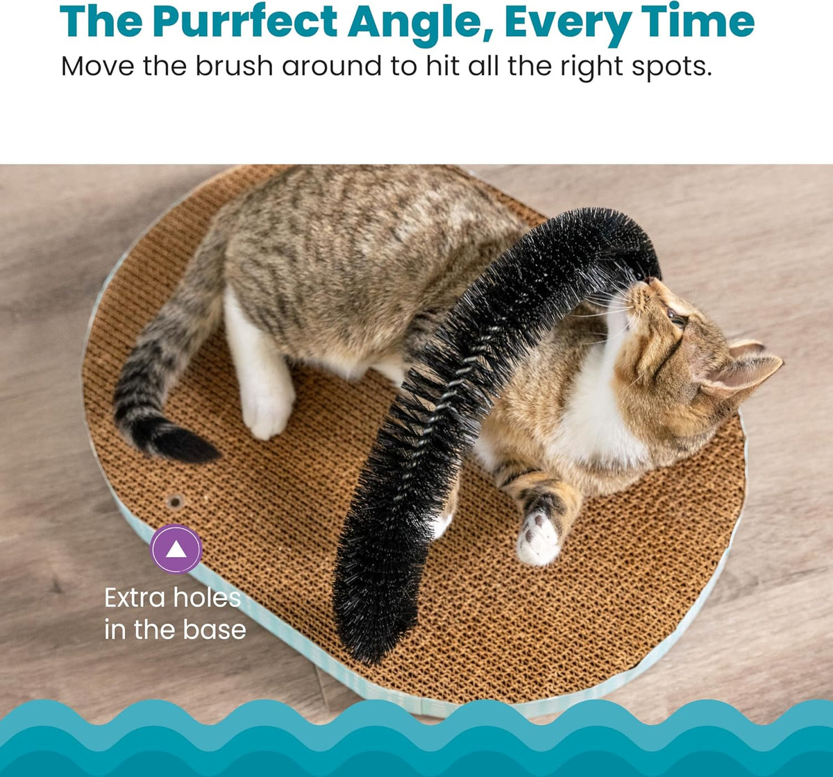 Cat Scratcher with Self-Grooming Brush, 3-in-1 Cardboard Scratch Pad & Lounger, Catnip Infused, 18"